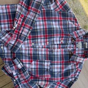 J. Crew Slim Red, Navy & White Plaid Shirt